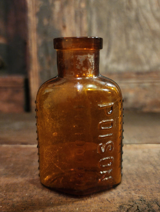 Antique Amber Poison Bottle